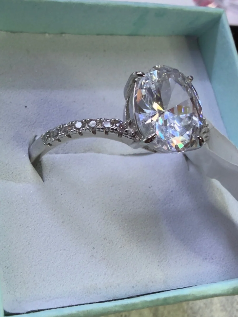 Oval CZ Stone Silver 925 stamp Halo Ring
